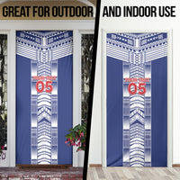 Custom Rugby Toa Samoa Door Cover Samoan Tatau Blue Version LT05 - Polynesian Pride