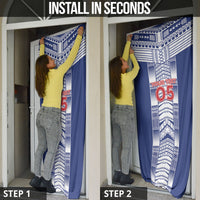 Custom Rugby Toa Samoa Door Cover Samoan Tatau Blue Version LT05 - Polynesian Pride