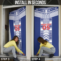 Custom Rugby Toa Samoa Door Cover Samoan Tatau Blue Version LT05 - Polynesian Pride
