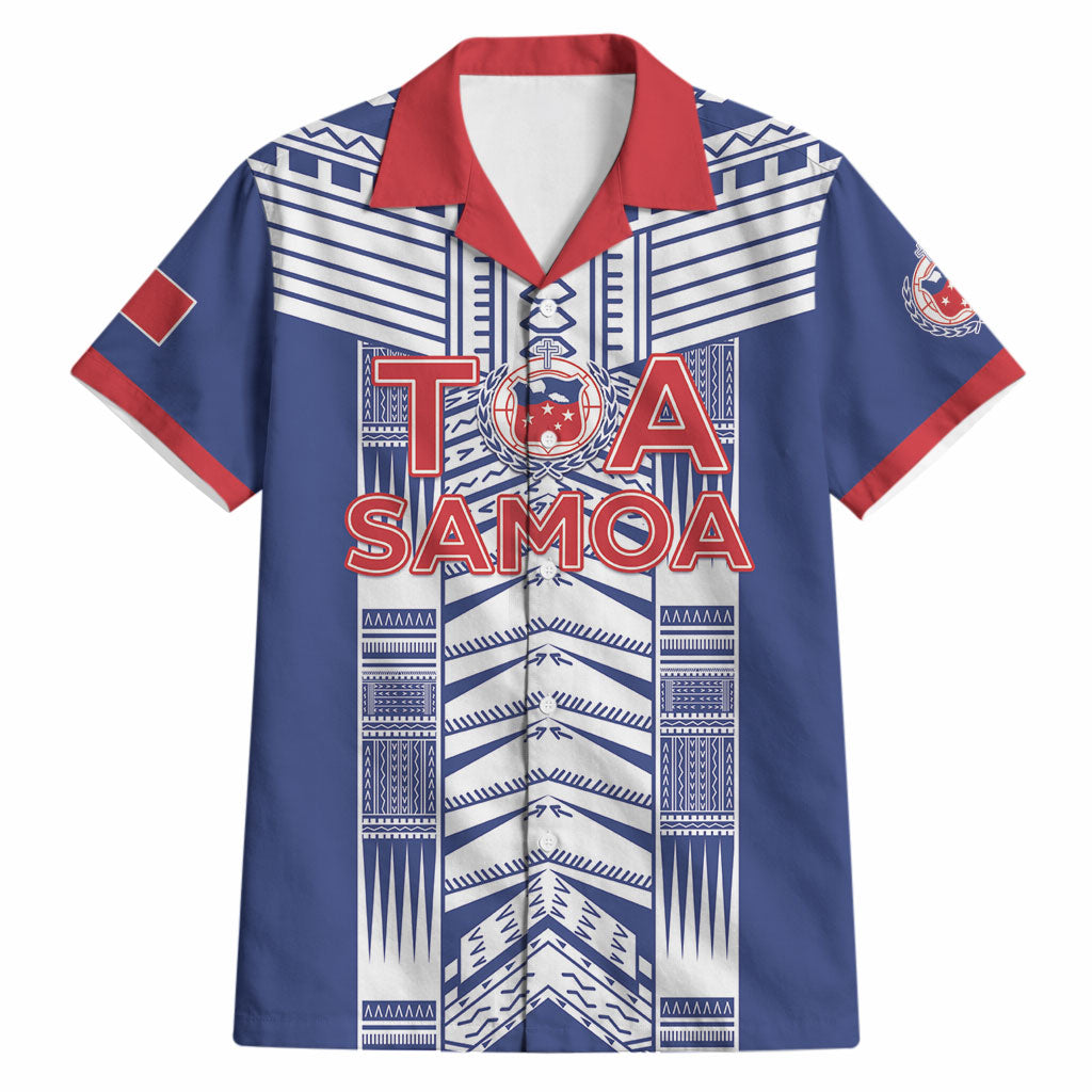 Custom Rugby Toa Samoa Hawaiian Shirt Samoan Tatau Blue Version LT05 Blue - Polynesian Pride