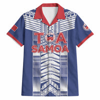 Custom Rugby Toa Samoa Hawaiian Shirt Samoan Tatau Blue Version LT05 Blue - Polynesian Pride