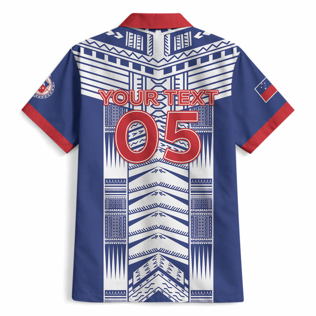 Custom Rugby Toa Samoa Hawaiian Shirt Samoan Tatau Blue Version LT05 - Polynesian Pride