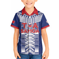 Custom Rugby Toa Samoa Hawaiian Shirt Samoan Tatau Blue Version LT05 - Polynesian Pride