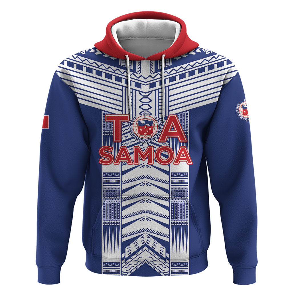 Custom Rugby Toa Samoa Hoodie Samoan Tatau Blue Version LT05 Pullover Hoodie Blue - Polynesian Pride