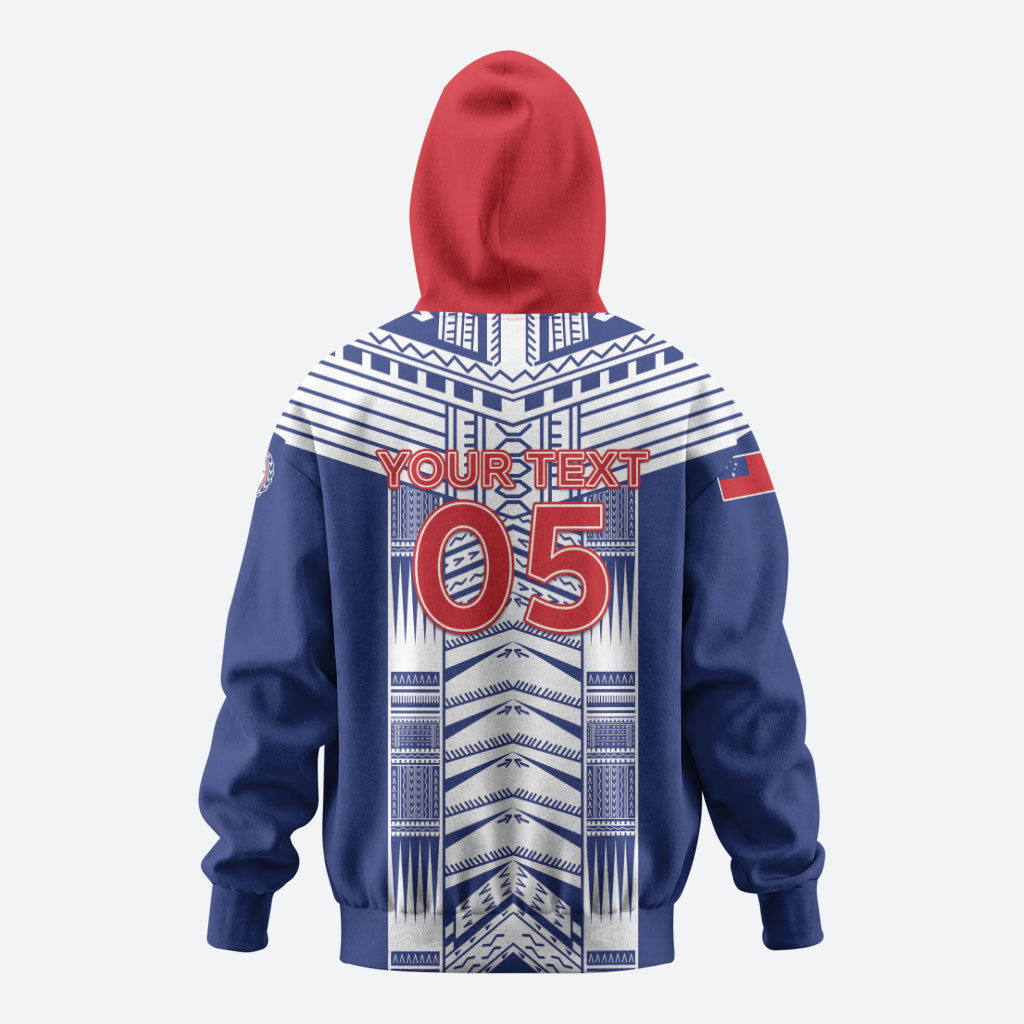 Custom Rugby Toa Samoa Hoodie Samoan Tatau Blue Version LT05 - Polynesian Pride