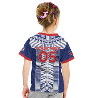 Custom Rugby Toa Samoa Kid T Shirt Samoan Tatau Blue Version LT05 - Polynesian Pride