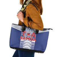 Rugby Toa Samoa Leather Tote Bag Samoan Tatau Blue Version LT05 Blue - Polynesian Pride