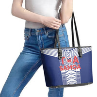 Rugby Toa Samoa Leather Tote Bag Samoan Tatau Blue Version LT05 - Polynesian Pride