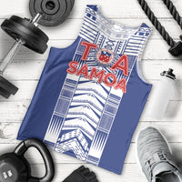 Custom Rugby Toa Samoa Men Tank Top Samoan Tatau Blue Version LT05 - Polynesian Pride
