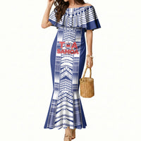 Custom Rugby Toa Samoa Mermaid Dress Samoan Tatau Blue Version LT05 Women Blue - Polynesian Pride