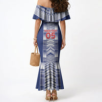 Custom Rugby Toa Samoa Mermaid Dress Samoan Tatau Blue Version LT05 - Polynesian Pride
