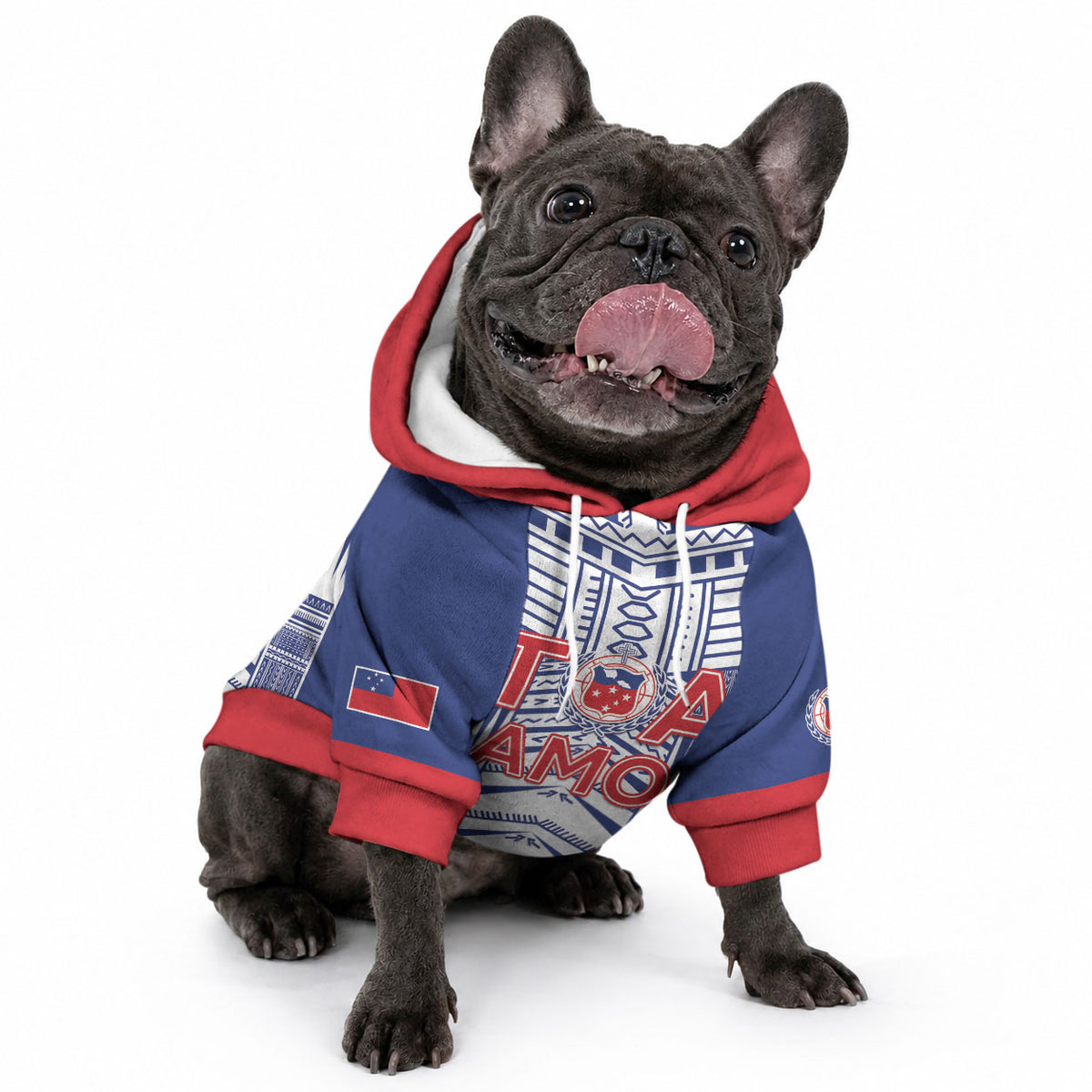 Custom Rugby Toa Samoa Pet Hoodie Samoan Tatau Blue Version LT05 - Polynesian Pride