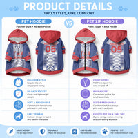Custom Rugby Toa Samoa Pet Hoodie Samoan Tatau Blue Version LT05 - Polynesian Pride