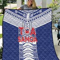 Rugby Toa Samoa Quilt Samoan Tatau Blue Version LT05 Blue - Polynesian Pride