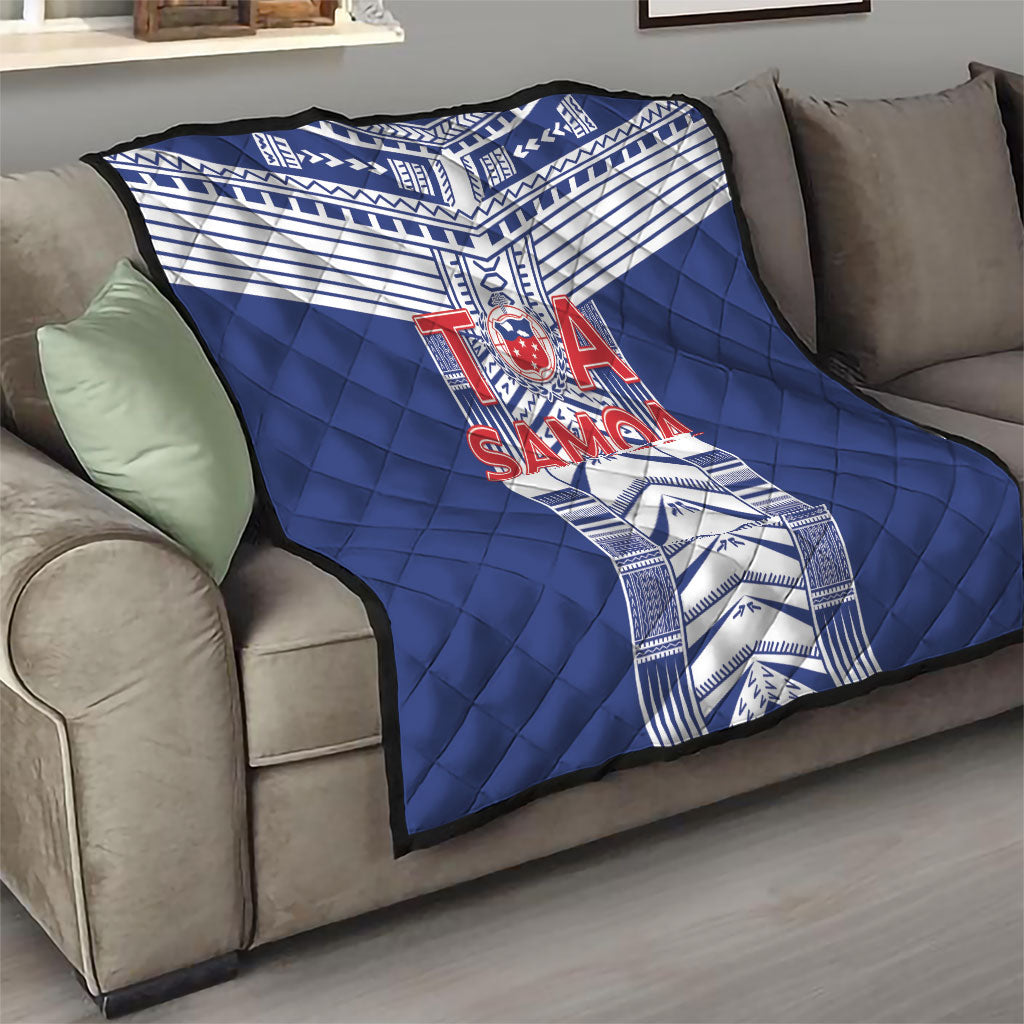 Rugby Toa Samoa Quilt Samoan Tatau Blue Version LT05 - Polynesian Pride