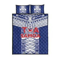 Rugby Toa Samoa Quilt Bed Set Samoan Tatau Blue Version LT05 - Polynesian Pride