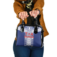 Rugby Toa Samoa Shoulder Handbag Samoan Tatau Blue Version LT05 One Size Blue - Polynesian Pride
