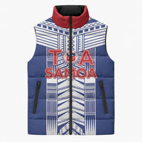 Custom Rugby Toa Samoa Sleeveless Puffer Jacket Samoan Tatau Blue Version LT05 Unisex Blue - Polynesian Pride