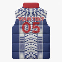 Custom Rugby Toa Samoa Sleeveless Puffer Jacket Samoan Tatau Blue Version LT05 - Polynesian Pride