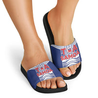 Rugby Toa Samoa Slide Sandals Samoan Tatau Blue Version LT05 - Polynesian Pride