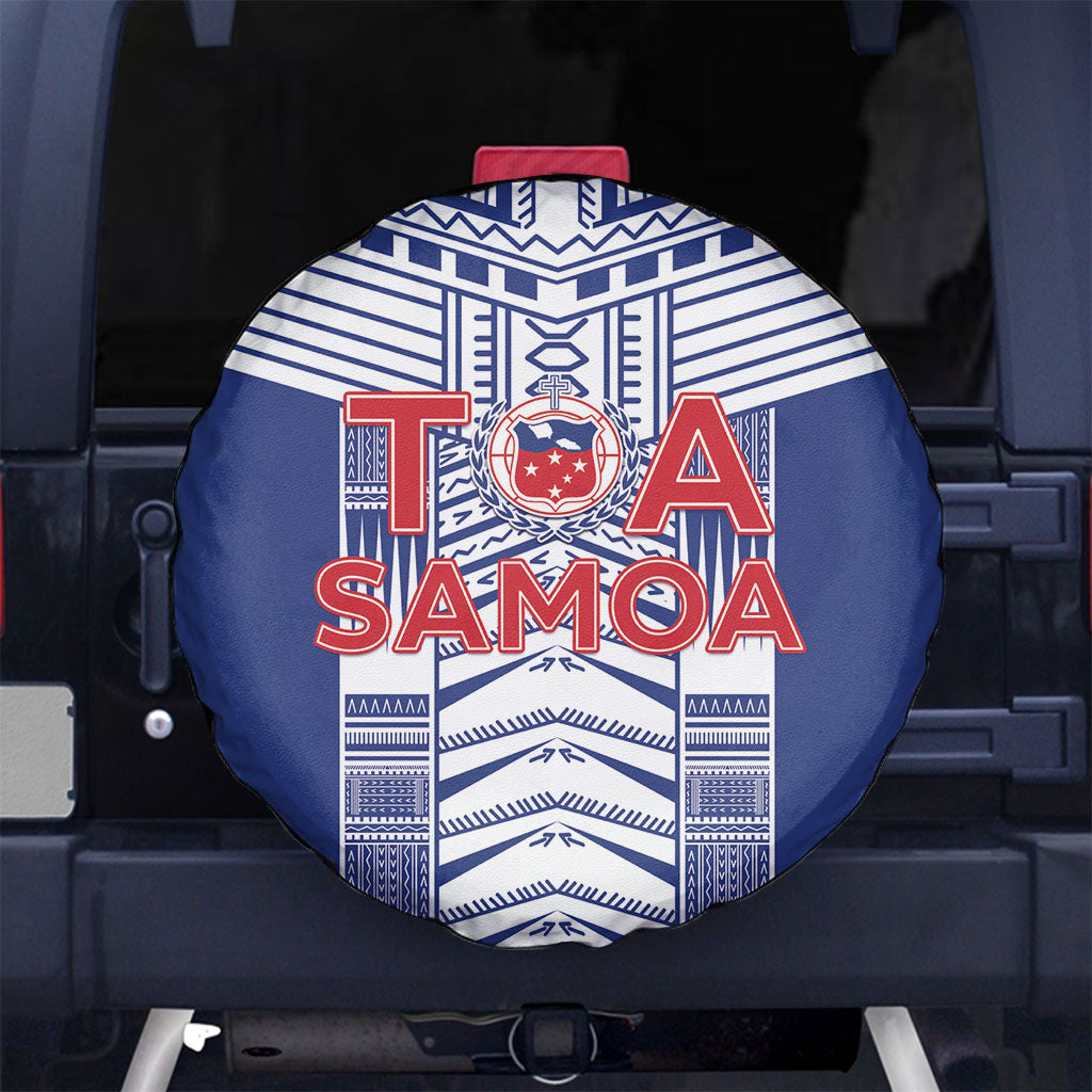 Rugby Toa Samoa Spare Tire Cover Samoan Tatau Blue Version LT05 No hole Blue - Polynesian Pride