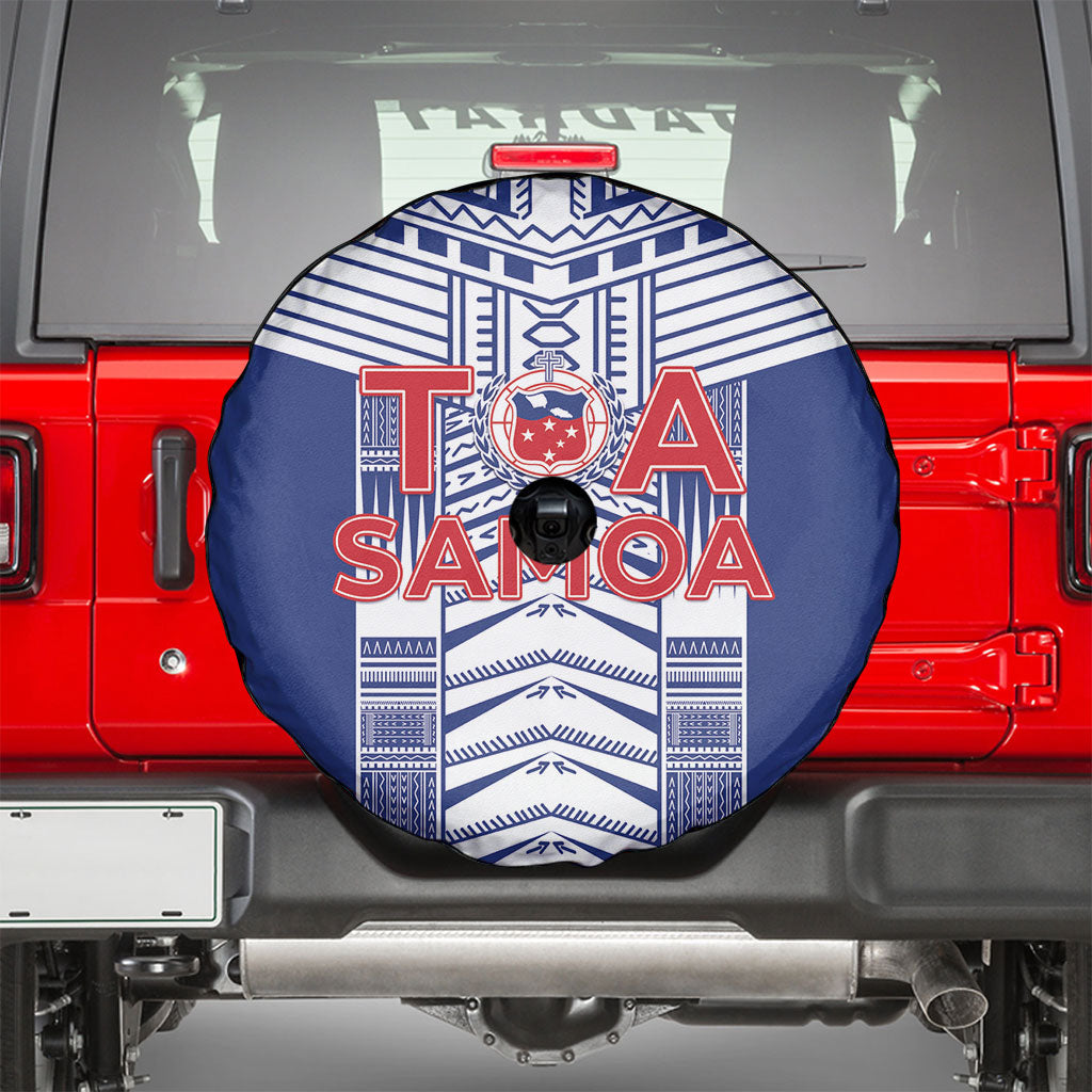 Rugby Toa Samoa Spare Tire Cover Samoan Tatau Blue Version LT05 - Polynesian Pride