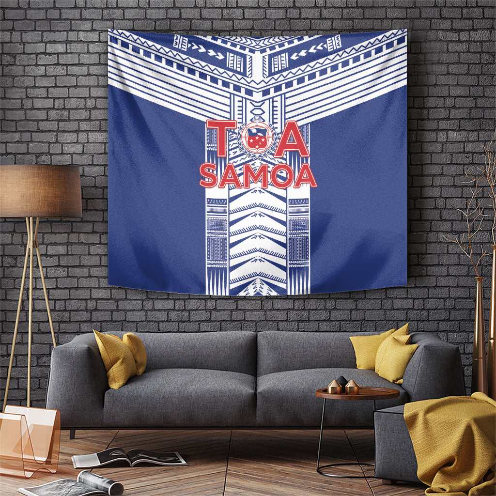 Rugby Toa Samoa Tapestry Samoan Tatau Blue Version LT05 Blue - Polynesian Pride