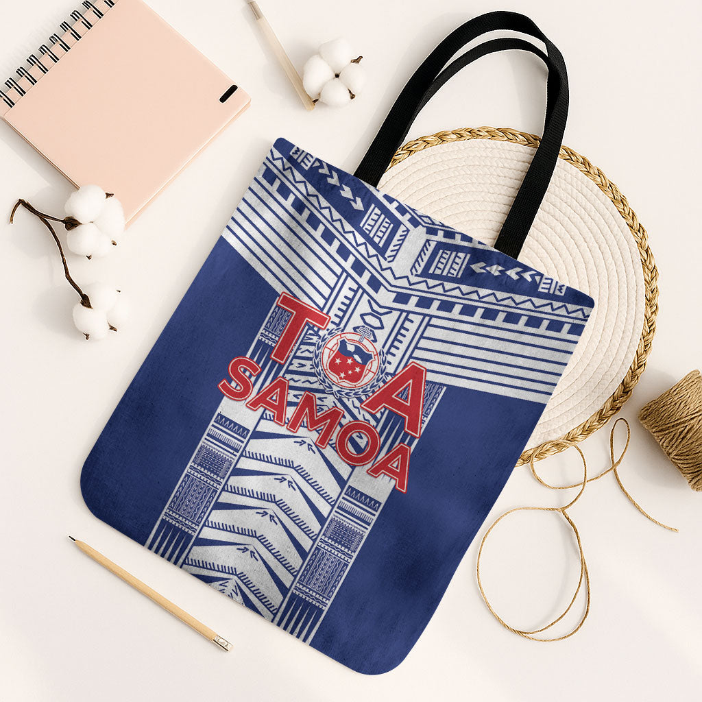 Rugby Toa Samoa Tote Bag Samoan Tatau Blue Version LT05 Black Strap One Size Blue - Polynesian Pride