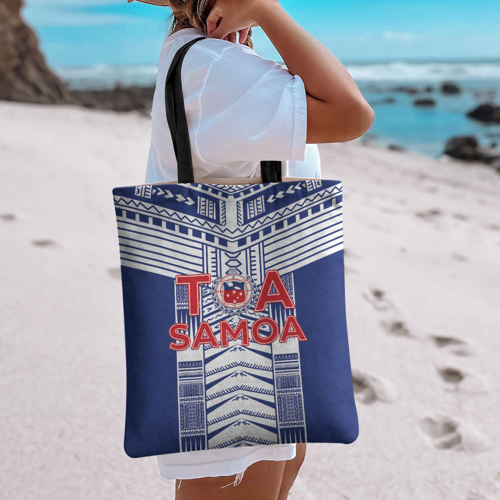 Rugby Toa Samoa Tote Bag Samoan Tatau Blue Version LT05 - Polynesian Pride