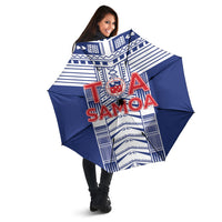 Rugby Toa Samoa Umbrella Samoan Tatau Blue Version LT05 - Polynesian Pride