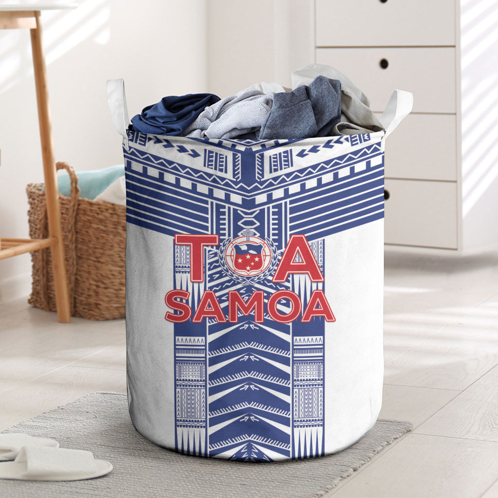 Rugby Toa Samoa Laundry Basket Samoan Tatau White Version LT05 White - Polynesian Pride