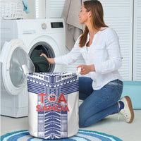 Rugby Toa Samoa Laundry Basket Samoan Tatau White Version LT05 - Polynesian Pride