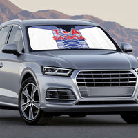 Rugby Toa Samoa Auto Sun Shade Samoan Tatau White Version LT05 - Polynesian Pride