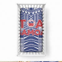 Rugby Toa Samoa Baby Bed Cover Samoan Tatau White Version LT05 28 × 52 in White - Polynesian Pride