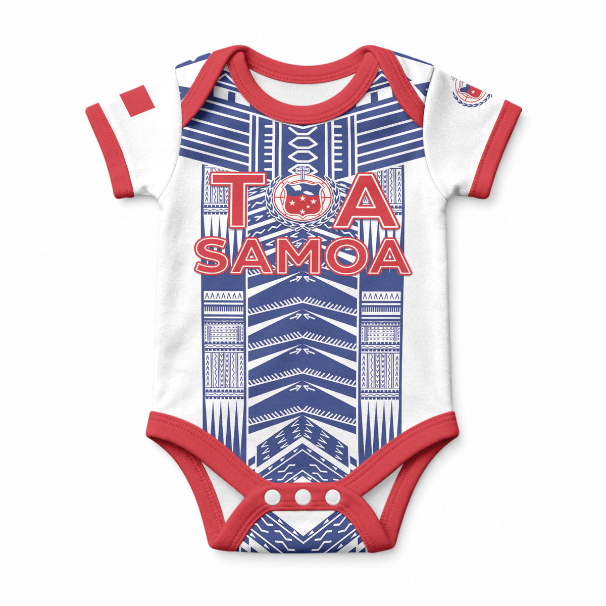 Custom Rugby Toa Samoa Baby Onesie Samoan Tatau White Version LT05 White - Polynesian Pride