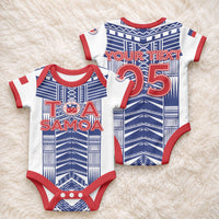 Custom Rugby Toa Samoa Baby Onesie Samoan Tatau White Version LT05 - Polynesian Pride