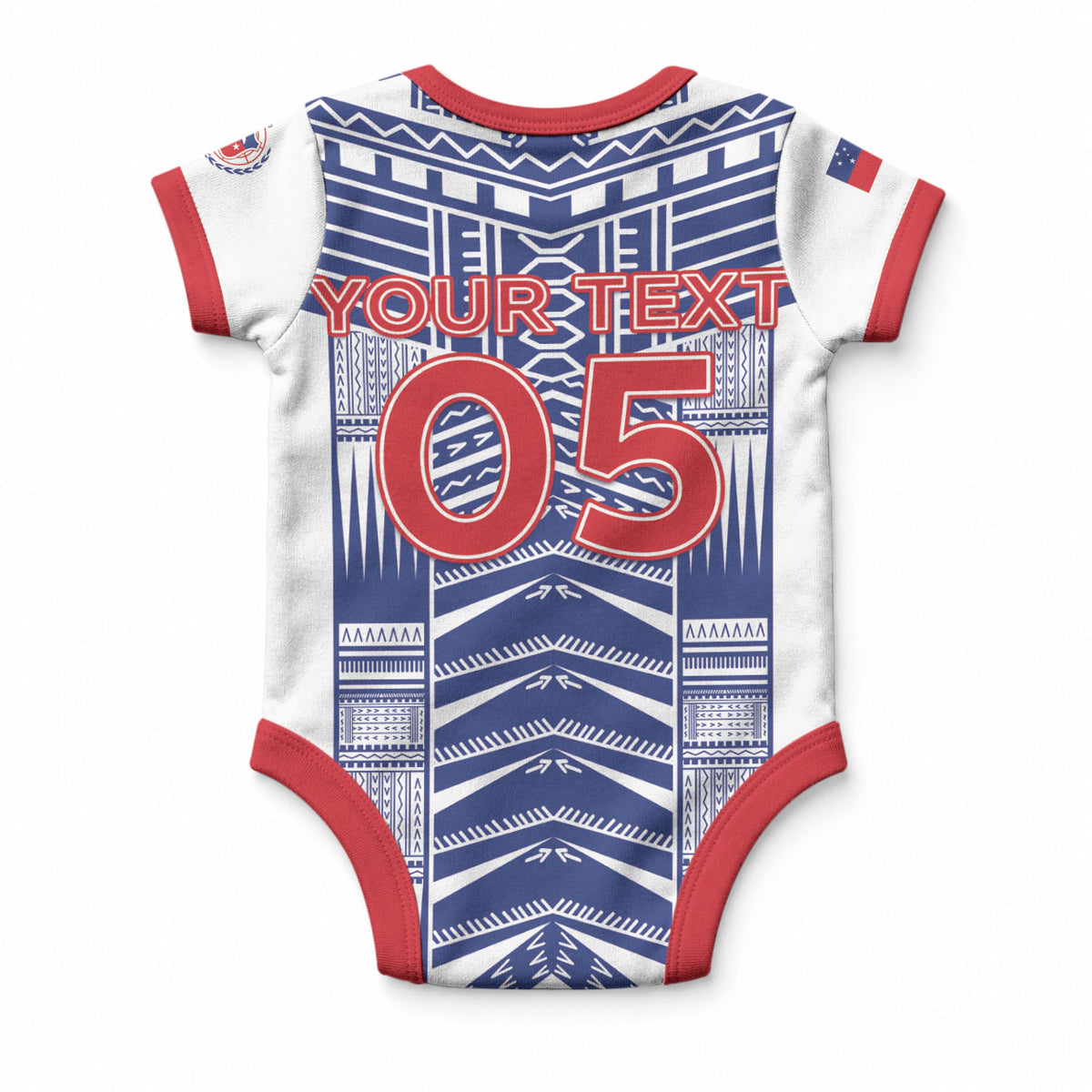 Custom Rugby Toa Samoa Baby Onesie Samoan Tatau White Version LT05 - Polynesian Pride