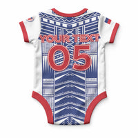 Custom Rugby Toa Samoa Baby Onesie Samoan Tatau White Version LT05 - Polynesian Pride