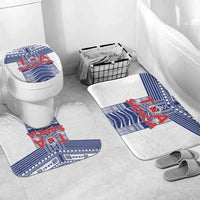 Rugby Toa Samoa Bathroom Set Samoan Tatau White Version LT05 Mat Set Only (3 pcs) One Size White - Polynesian Pride