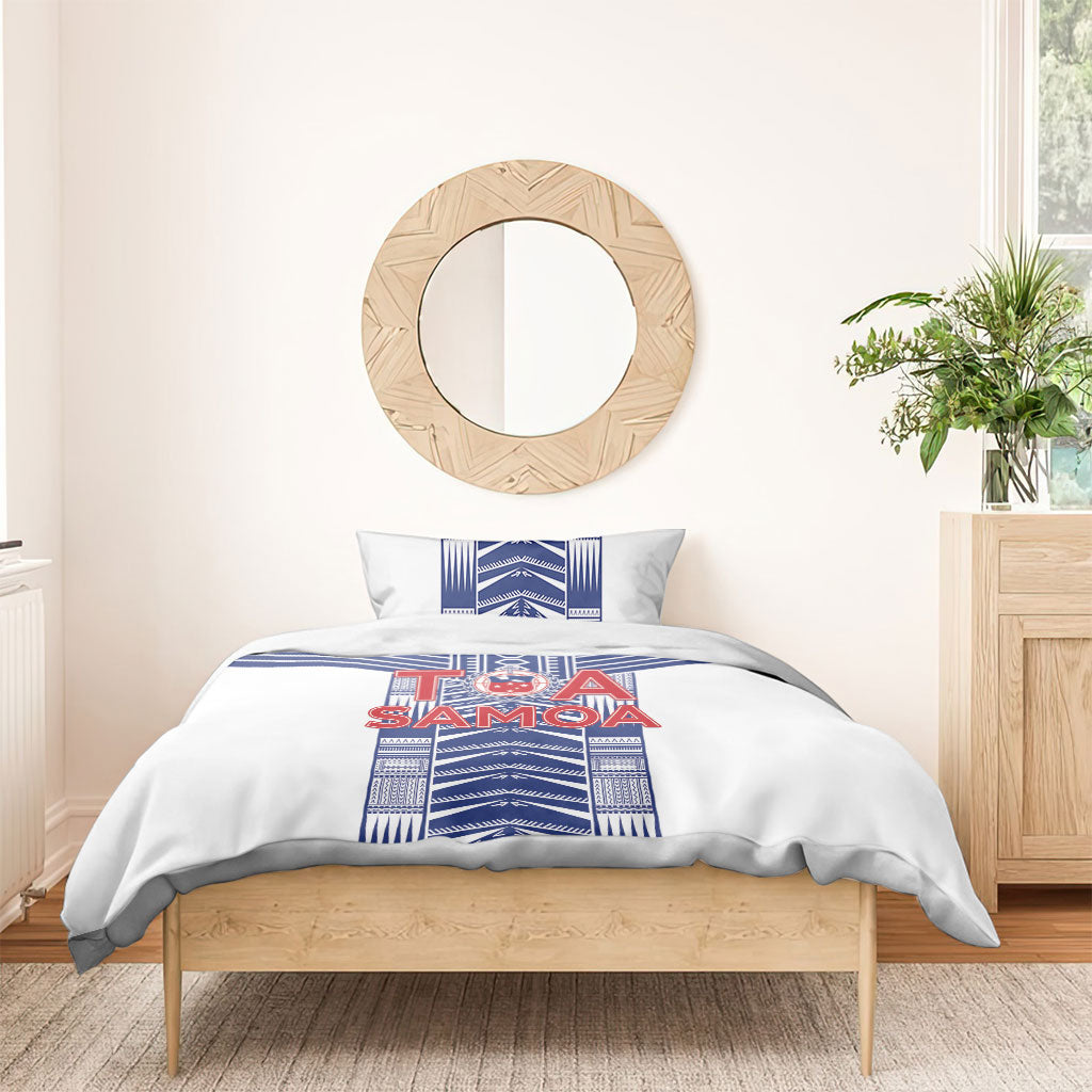 Rugby Toa Samoa Bedding Set Samoan Tatau White Version LT05 - Polynesian Pride