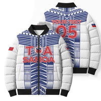Custom Rugby Toa Samoa Bomber Puffer Jacket Samoan Tatau White Version LT05 - Polynesian Pride