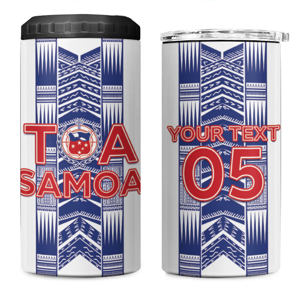 Custom Rugby Toa Samoa 4 in 1 Can Cooler Tumbler Samoan Tatau White Version LT05 One Size: 16 oz White - Polynesian Pride