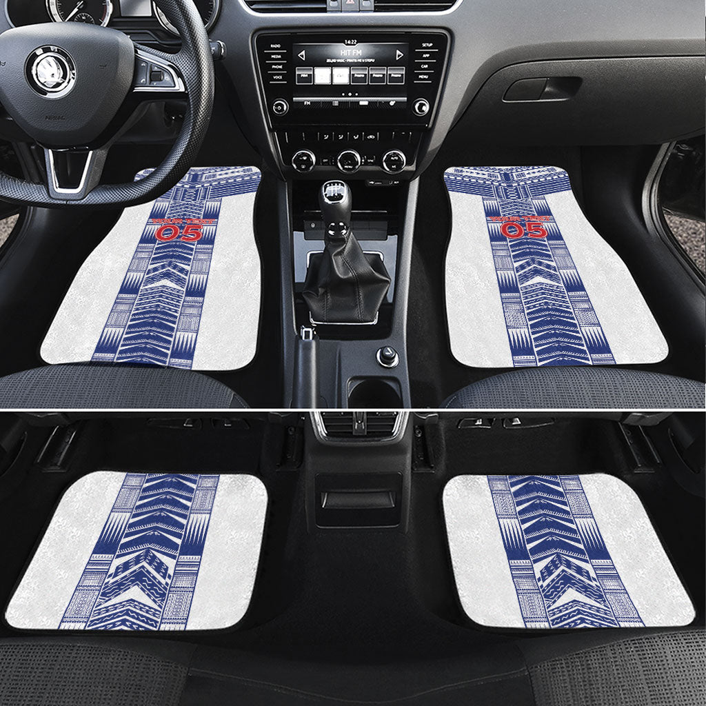 Custom Rugby Toa Samoa Car Mats Samoan Tatau White Version LT05 Set 4pcs White - Polynesian Pride