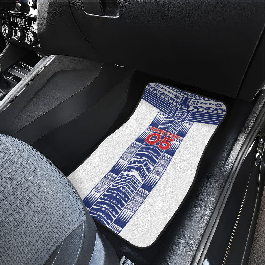 Custom Rugby Toa Samoa Car Mats Samoan Tatau White Version LT05 - Polynesian Pride