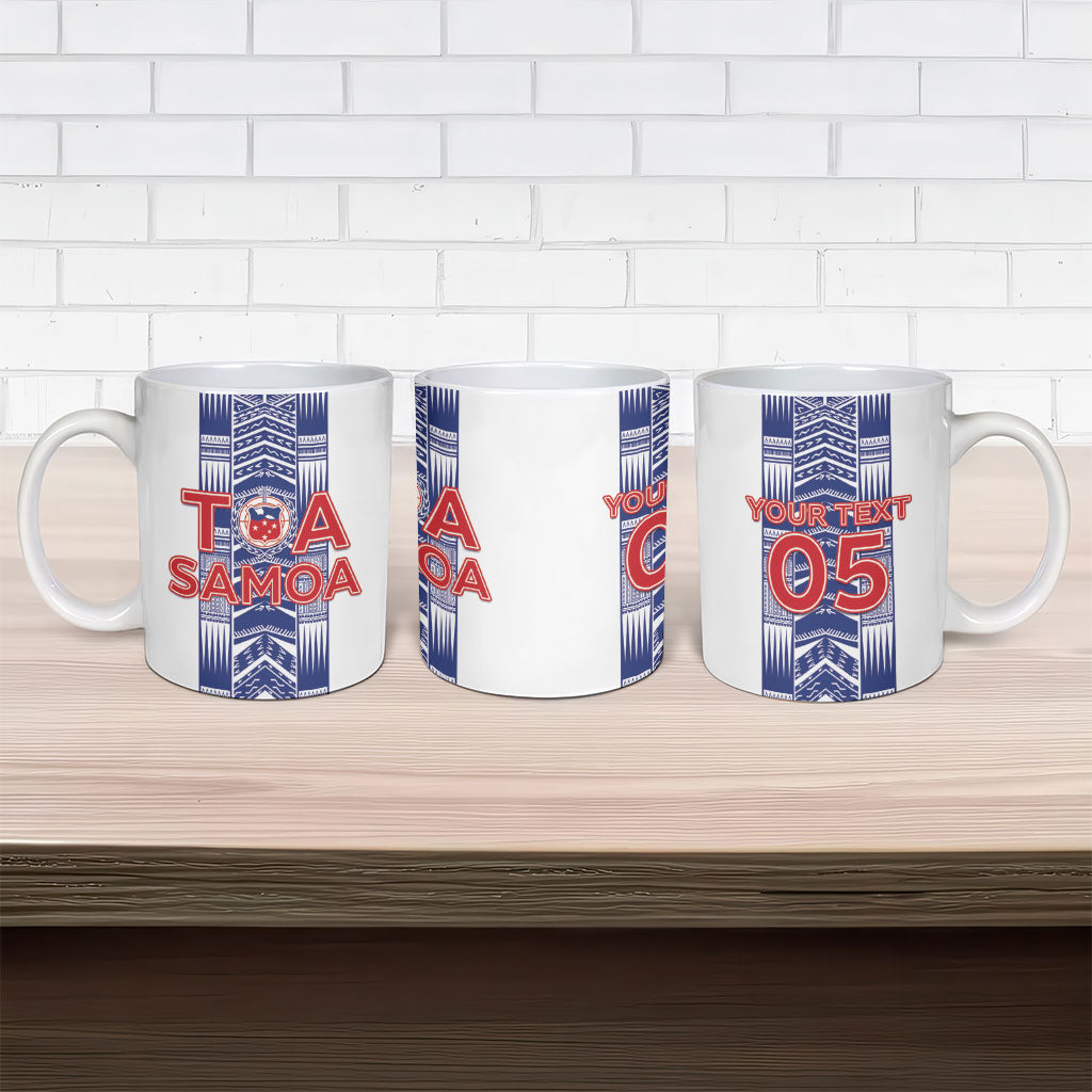 Custom Rugby Toa Samoa Ceramic Mug Samoan Tatau White Version LT05 - Polynesian Pride
