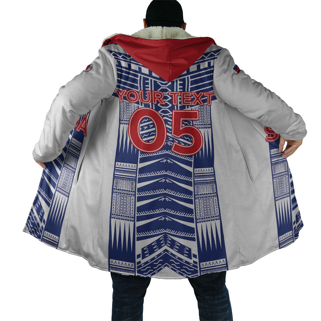 Custom Rugby Toa Samoa Cloak Samoan Tatau White Version LT05 - Polynesian Pride