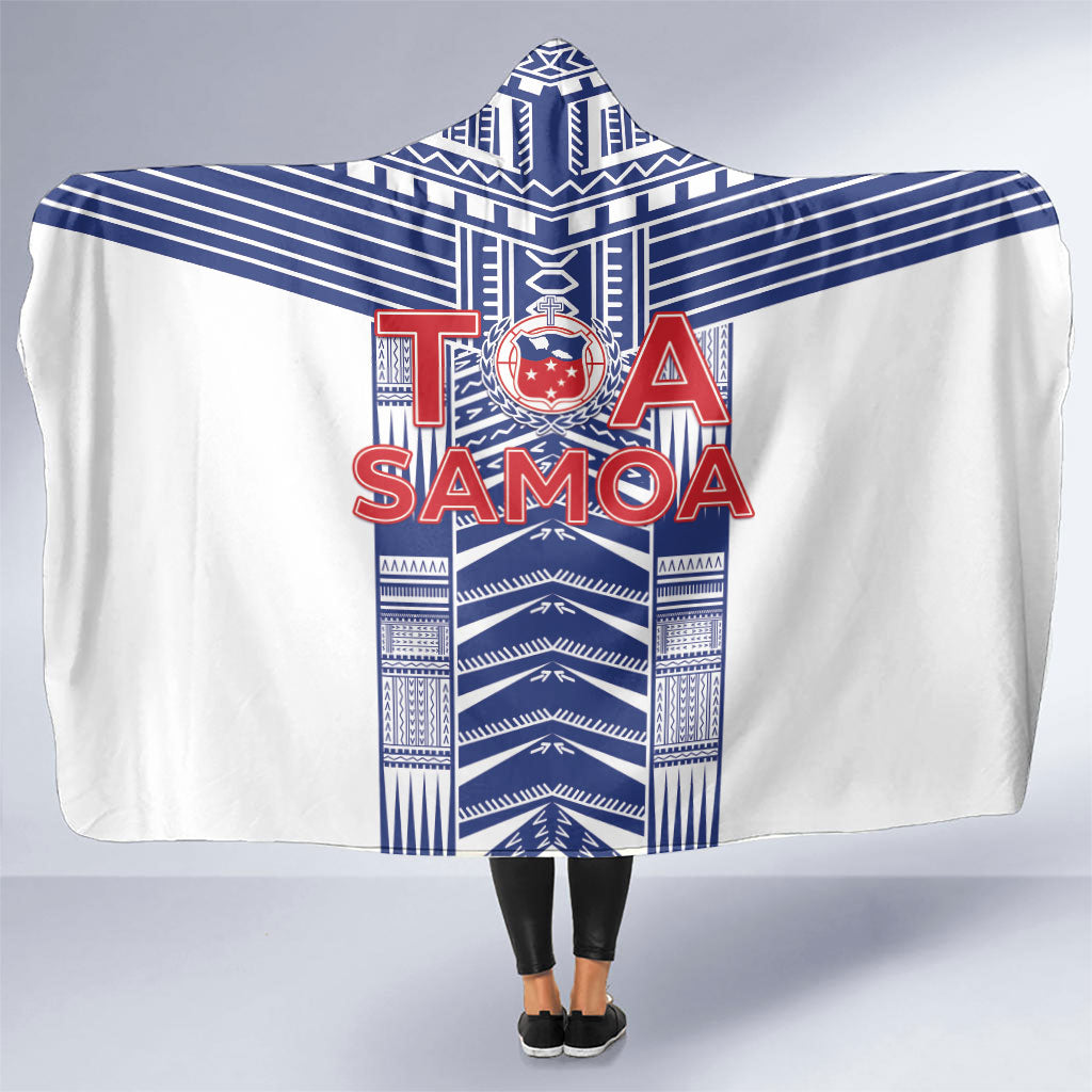 Rugby Toa Samoa Hooded Blanket Samoan Tatau White Version LT05 One Size White - Polynesian Pride