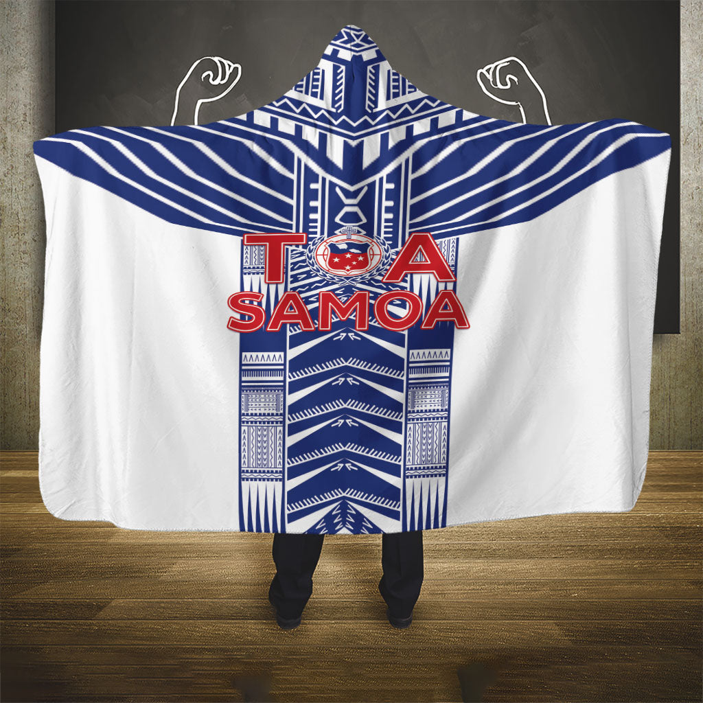 Rugby Toa Samoa Hooded Blanket Samoan Tatau White Version LT05 - Polynesian Pride