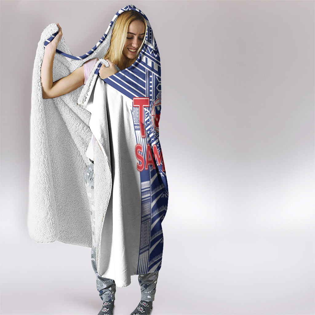 Rugby Toa Samoa Hooded Blanket Samoan Tatau White Version LT05 - Polynesian Pride