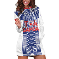 Custom Rugby Toa Samoa Hoodie Dress Samoan Tatau White Version LT05 White - Polynesian Pride